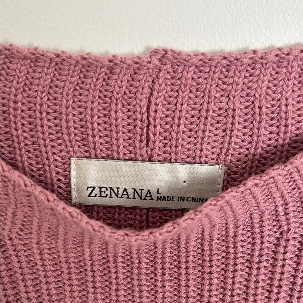 Pink Knit Sweater Vest with Pocket - Picture 2 of 3
